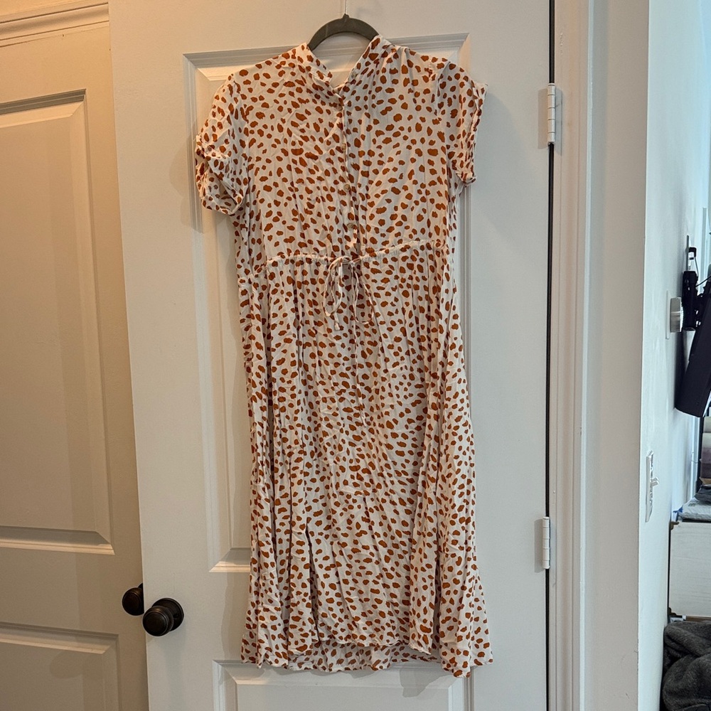 Amazon Cream and Brown Midi Dress